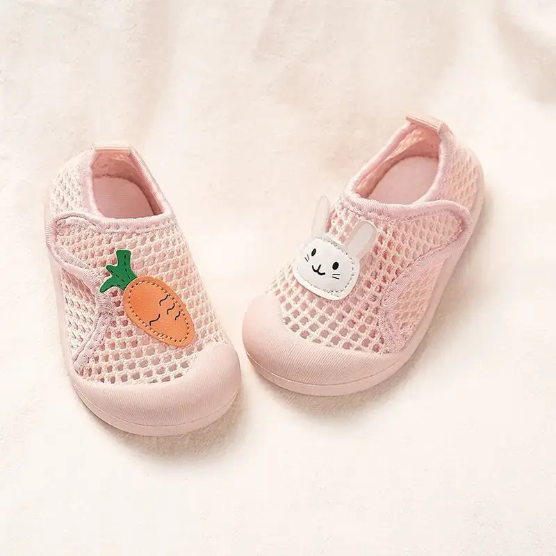 2025 Baby Net Shoes Radish Rabbit Soft Bottom Mesh Breathable Spring Summer 1-3Y