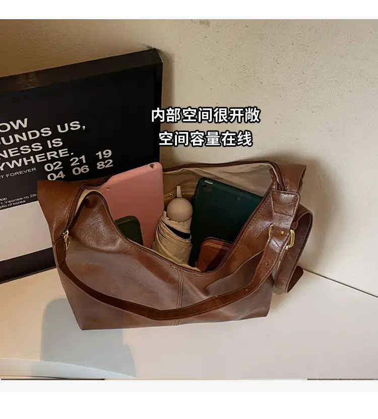 Black Large Capacity Women's Tote Bag PU Leather — feature 6