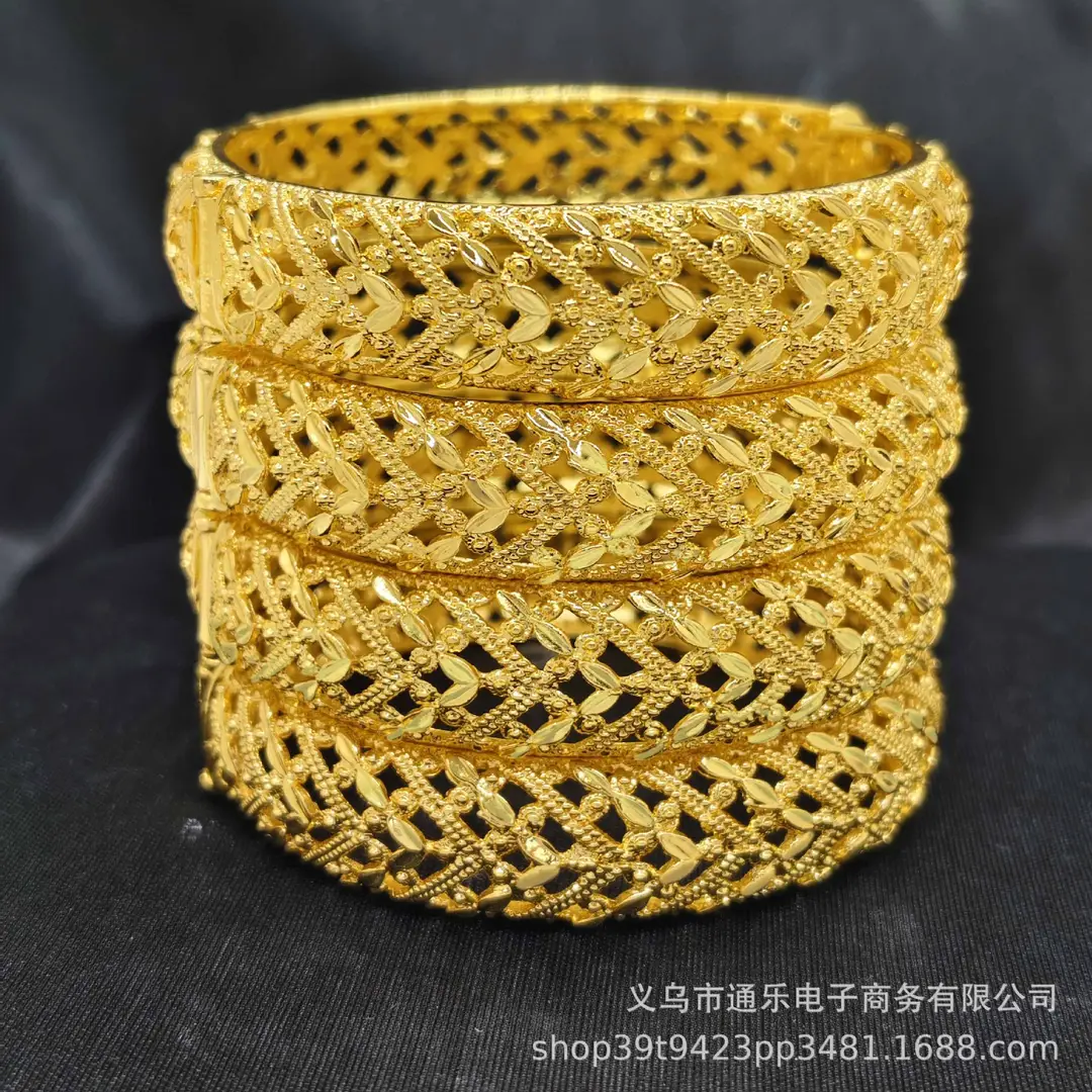 Jamila Copper Alloy Open Bracelet Middle East 24K Gold-Plated Women's Fashion Bracelet European and American Ethnic Bracelet Bracelet