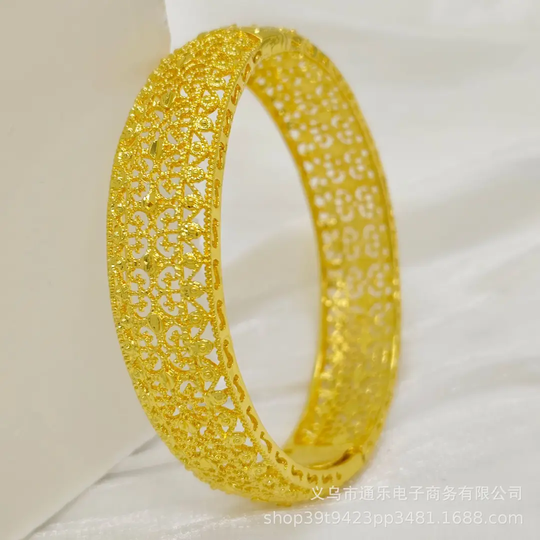 Jamila Copper Alloy Open Bracelet Middle East 24K Gold-Plated Women's Fashion Bracelet European and American Ethnic Bracelet Bracelet