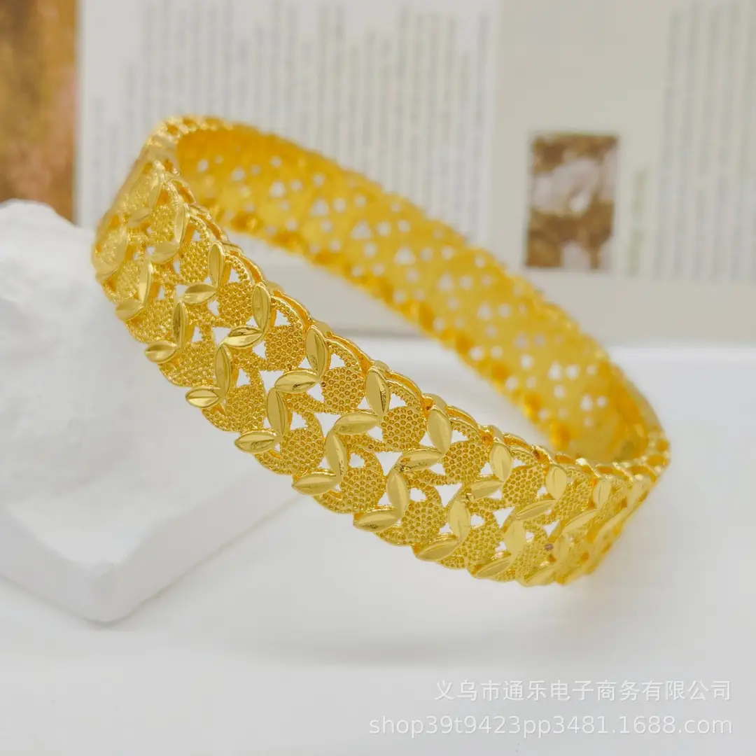 Jamila Copper Alloy Open Bracelet Middle East 24K Gold-Plated Women's Fashion Bracelet European and American Ethnic Bracelet Bracelet