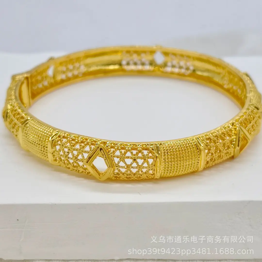Jamila Copper Alloy Open Bracelet Middle East 24K Gold-Plated Women's Fashion Bracelet European and American Ethnic Bracelet Bracelet