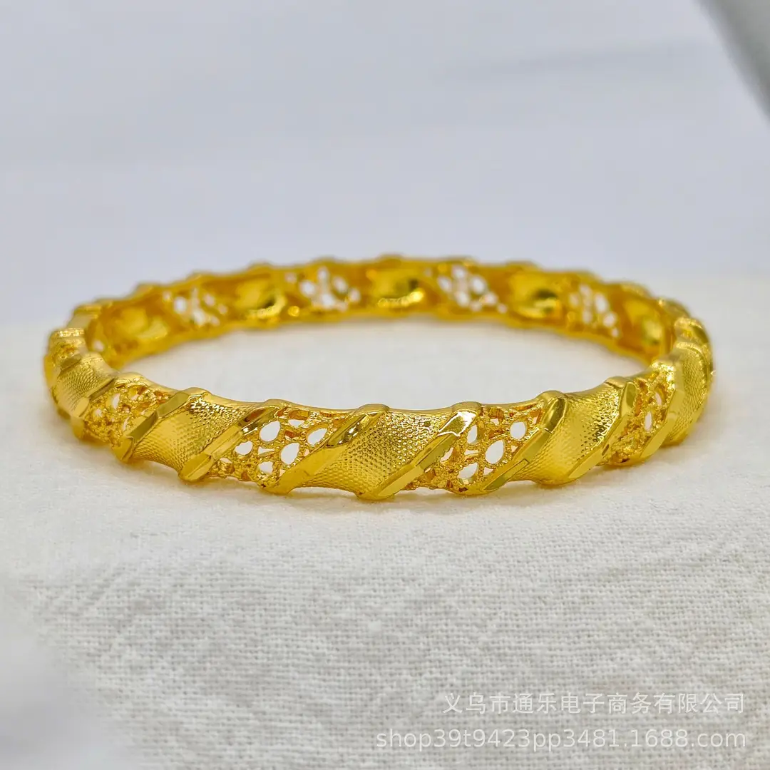 Jamila Copper Alloy Open Bracelet Middle East 24K Gold-Plated Women's Fashion Bracelet European and American Ethnic Bracelet Bracelet