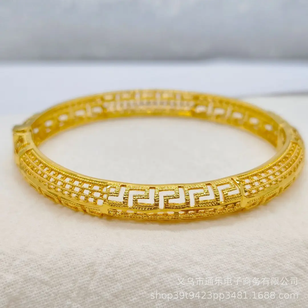 Jamila Copper Alloy Open Bracelet Middle East 24K Gold-Plated Women's Fashion Bracelet European and American Ethnic Bracelet Bracelet
