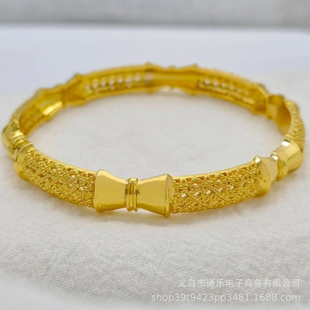 Jamila Copper Alloy Open Bracelet Middle East 24K Gold-Plated Women's Fashion Bracelet European and American Ethnic Bracelet Bracelet