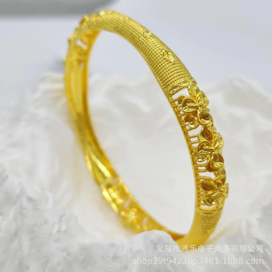Jamila Copper Alloy Open Bracelet Middle East 24K Gold-Plated Women's Fashion Bracelet European and American Ethnic Bracelet Bracelet