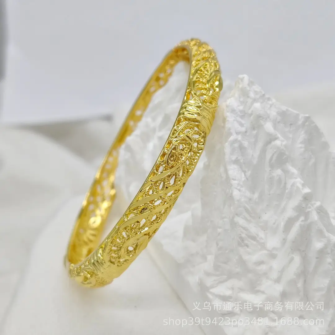 Jamila Copper Alloy Open Bracelet Middle East 24K Gold-Plated Women's Fashion Bracelet European and American Ethnic Bracelet Bracelet