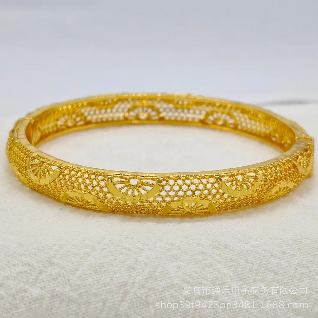 Jamila Copper Alloy Open Bracelet Middle East 24K Gold-Plated Women's Fashion Bracelet European and American Ethnic Bracelet Bracelet