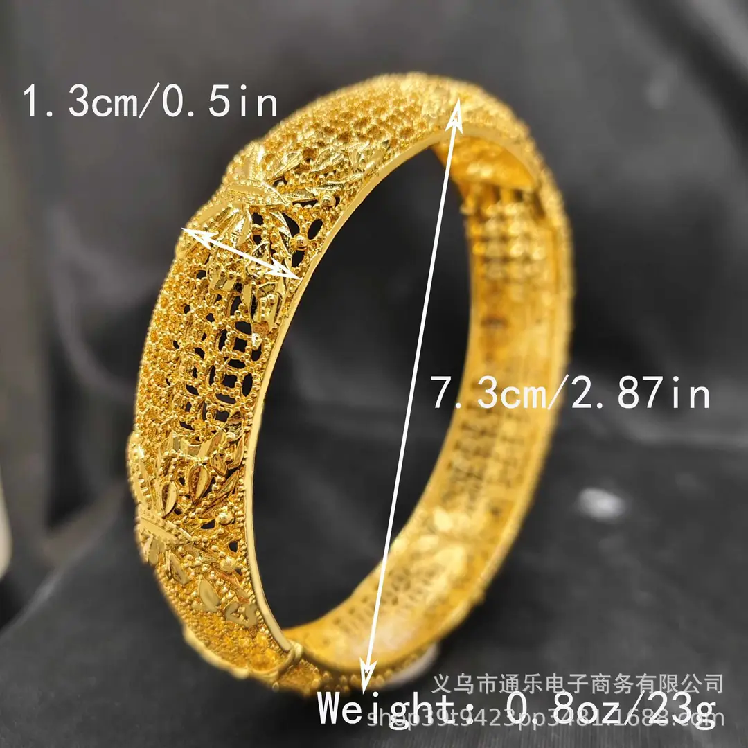 Jamila Copper Alloy Open Bracelet Middle East 24K Gold-Plated Women's Fashion Bracelet European and American Ethnic Bracelet Bracelet
