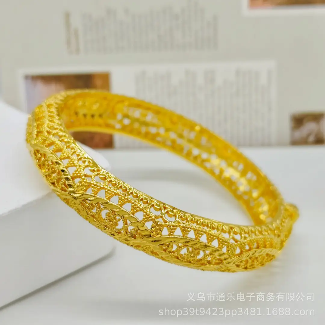 Jamila Copper Alloy Open Bracelet Middle East 24K Gold-Plated Women's Fashion Bracelet European and American Ethnic Bracelet Bracelet