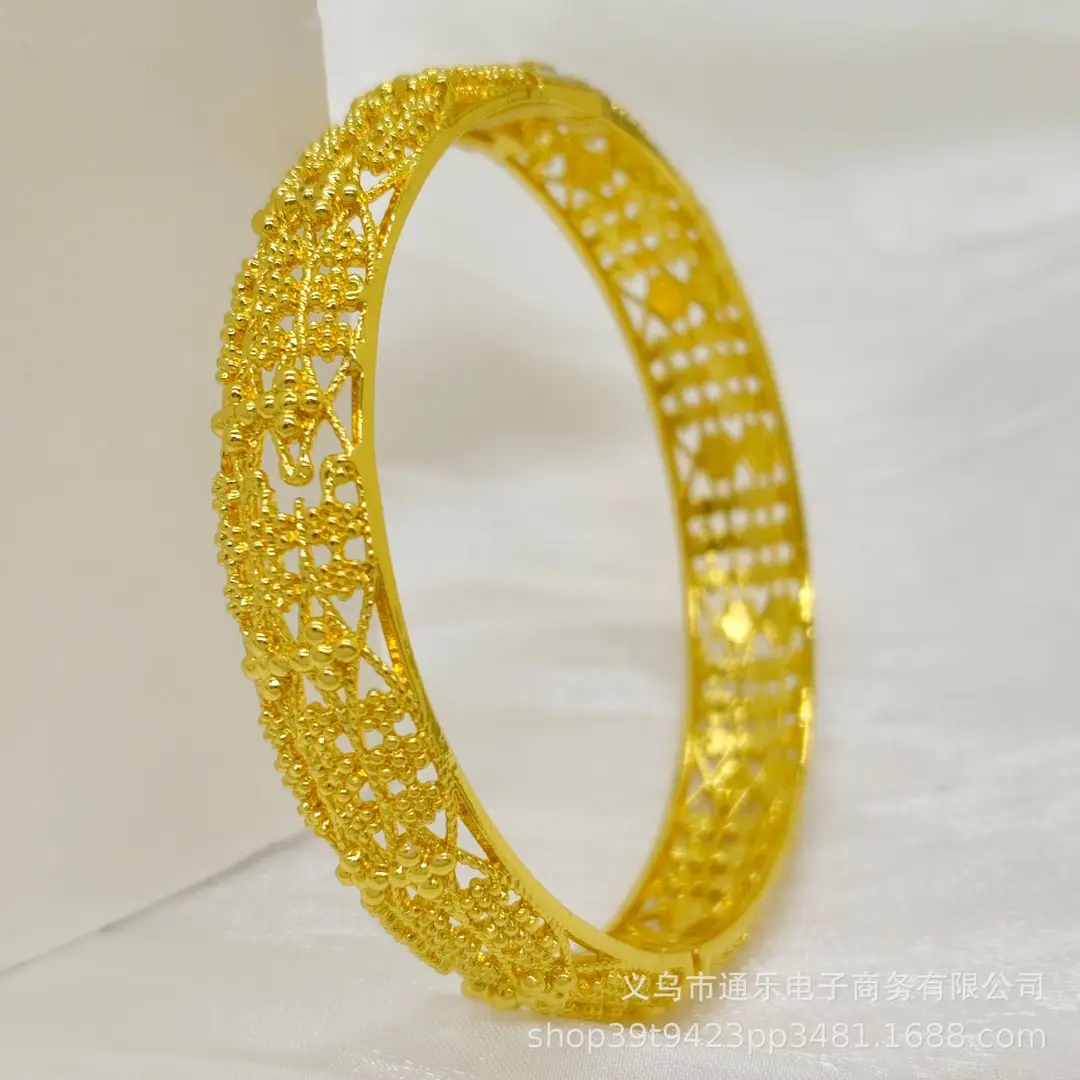 Jamila Copper Alloy Open Bracelet Middle East 24K Gold-Plated Women's Fashion Bracelet European and American Ethnic Bracelet Bracelet