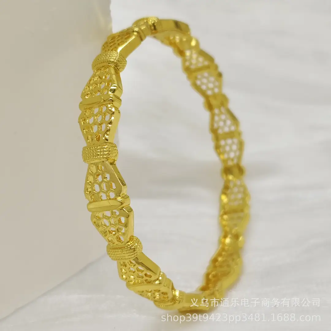 Jamila Copper Alloy Open Bracelet Middle East 24K Gold-Plated Women's Fashion Bracelet European and American Ethnic Bracelet Bracelet