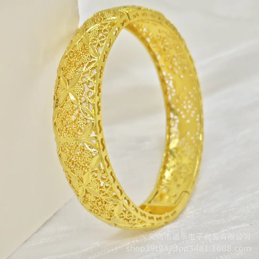Jamila Copper Alloy Open Bracelet Middle East 24K Gold-Plated Women's Fashion Bracelet European and American Ethnic Bracelet Bracelet