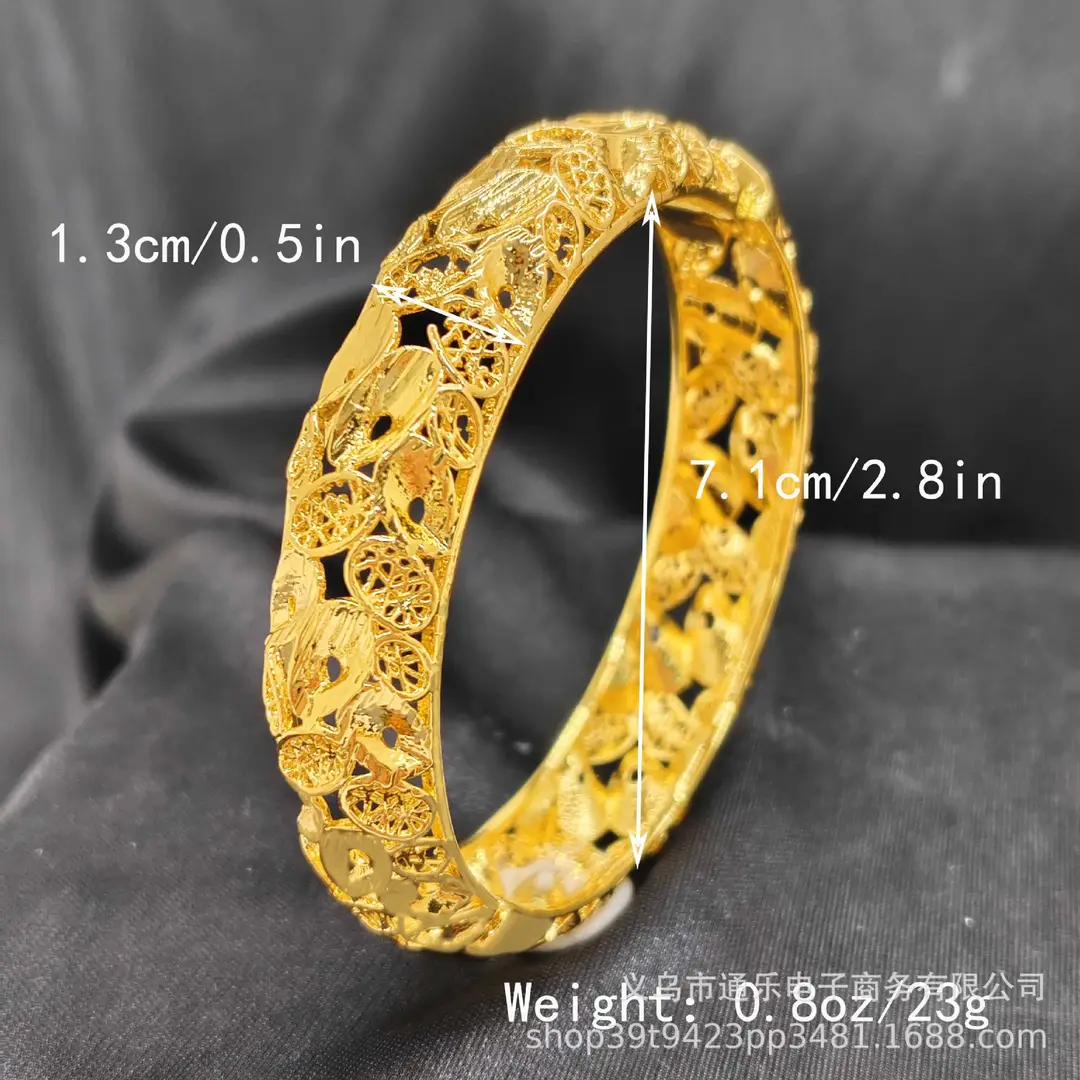 Jamila Copper Alloy Open Bracelet Middle East 24K Gold-Plated Women's Fashion Bracelet European and American Ethnic Bracelet Bracelet