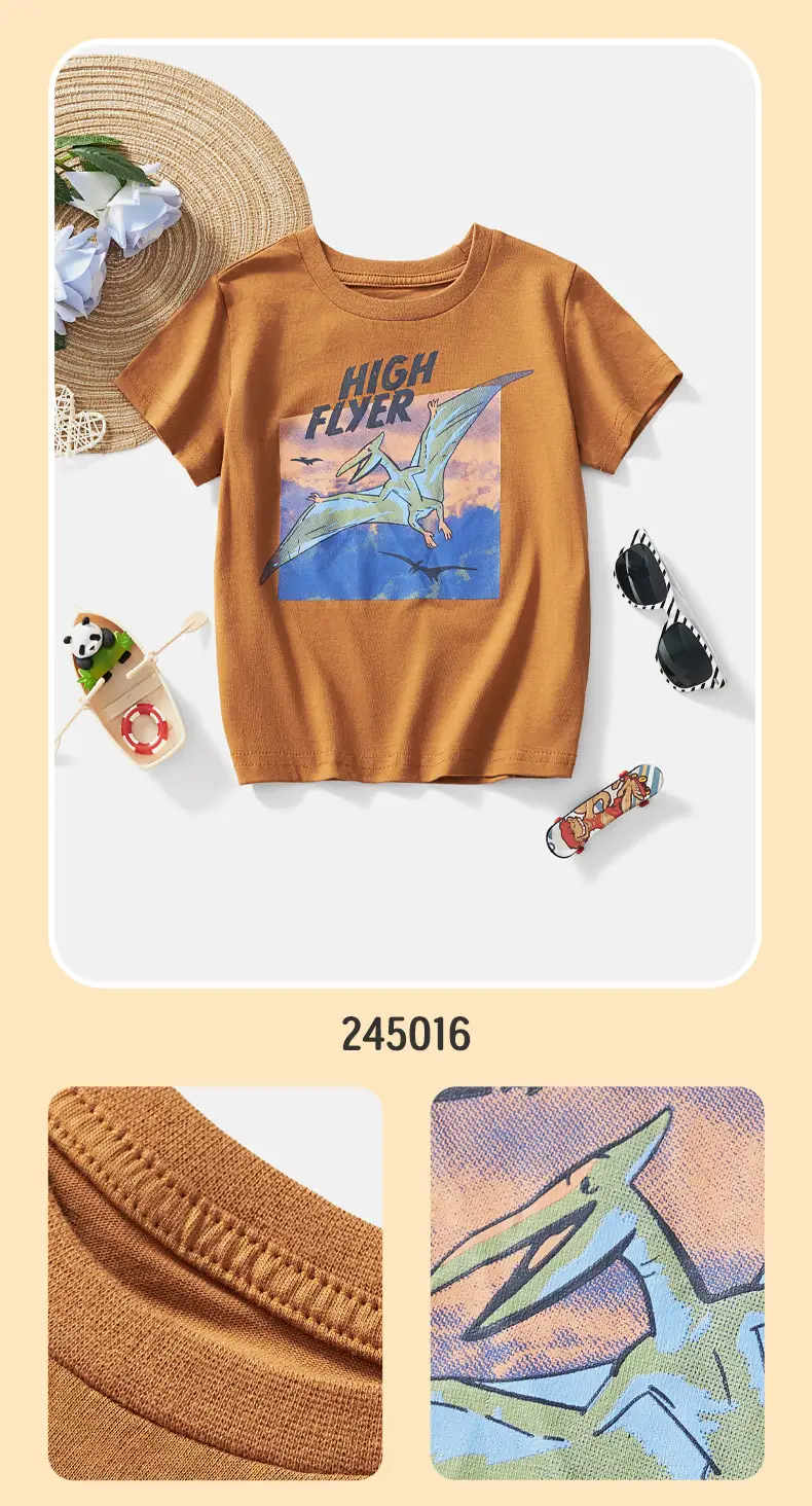 2025 Kids T-Shirt Dinosaur Graphic Cotton White Medium — feature 9