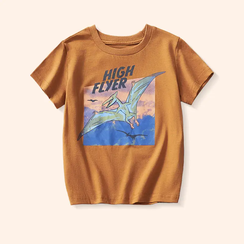 2025 Kids T-Shirt Dinosaur Graphic Cotton White Medium - Image 2