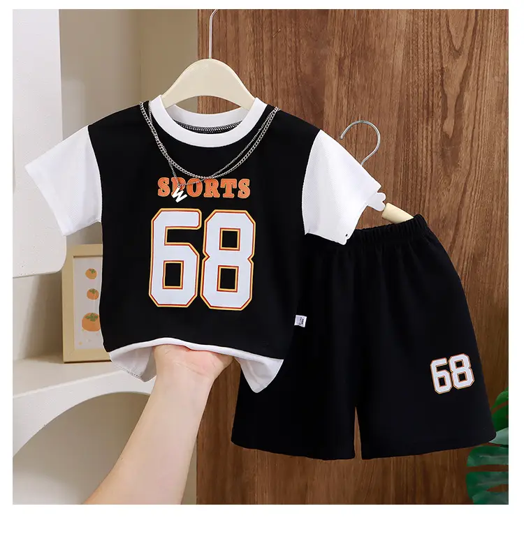 Children's Green Sports Jersey Shorts Set Boys Summer — feature 11