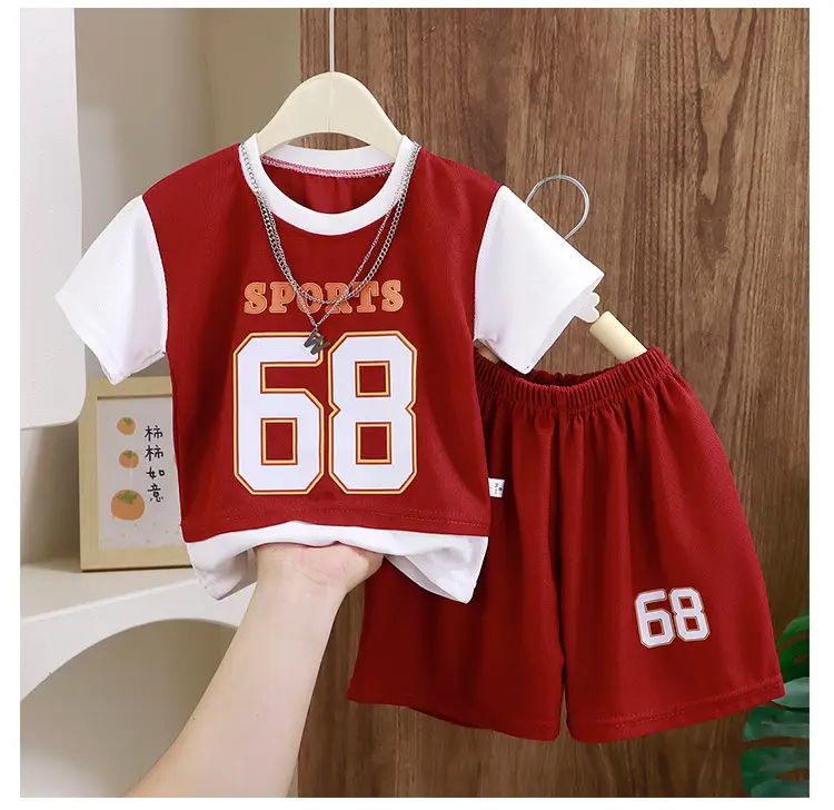 Children's Green Sports Jersey Shorts Set Boys Summer — feature 8