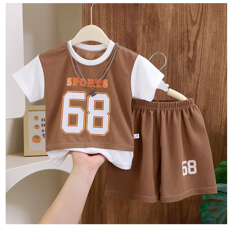 Children's Green Sports Jersey Shorts Set Boys Summer — feature 9