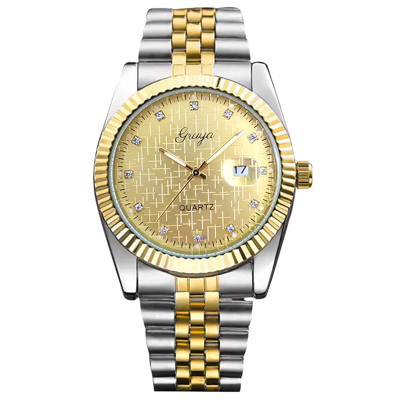 Couple's Gold Sapphire Mirror Quartz Watch - Image 7