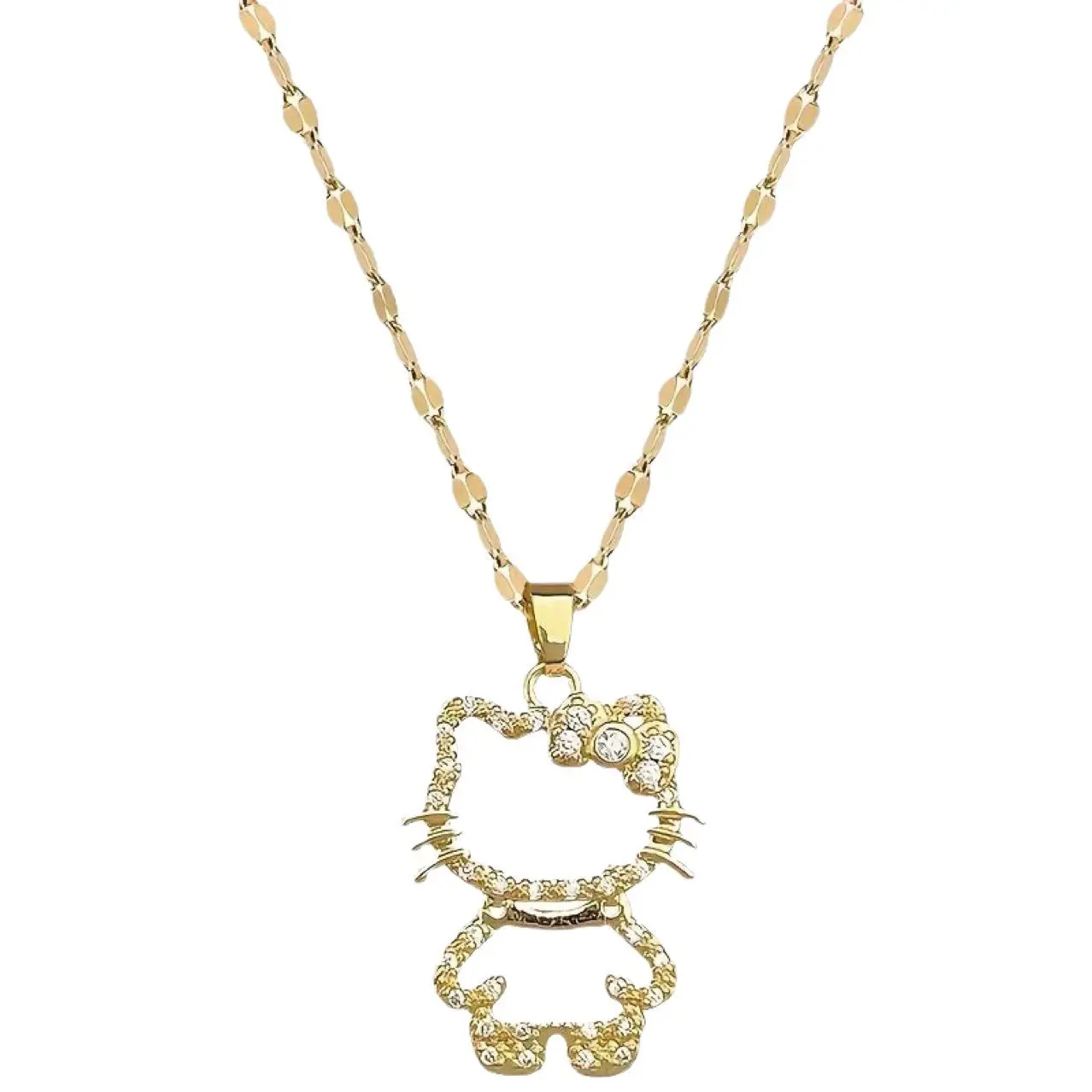 Gold Four-Leaf Flower Necklace with Zircon Clavicle Chain - Image 5