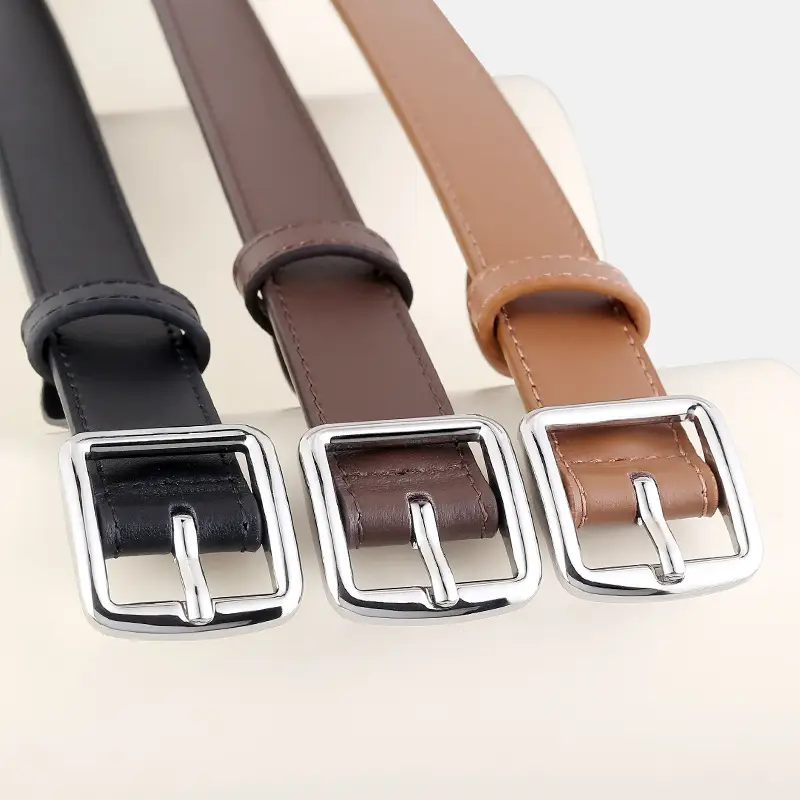 Women's First Layer Cowhide Belt with Square Pin Buckle - Image 5
