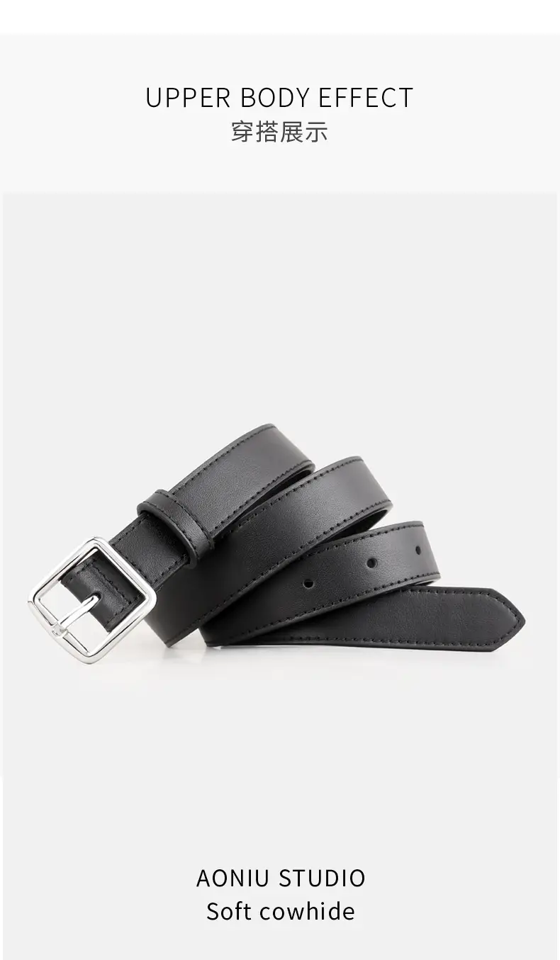 Women's First Layer Cowhide Belt with Square Pin Buckle — feature 11