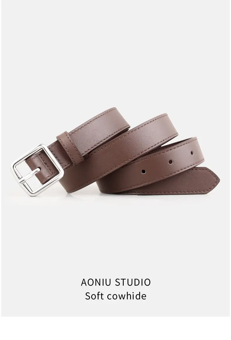 Women's First Layer Cowhide Belt with Square Pin Buckle — feature 13