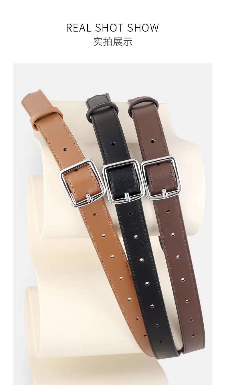 Women's First Layer Cowhide Belt with Square Pin Buckle — feature 14