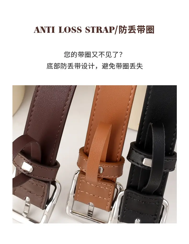 Women's First Layer Cowhide Belt with Square Pin Buckle — feature 7