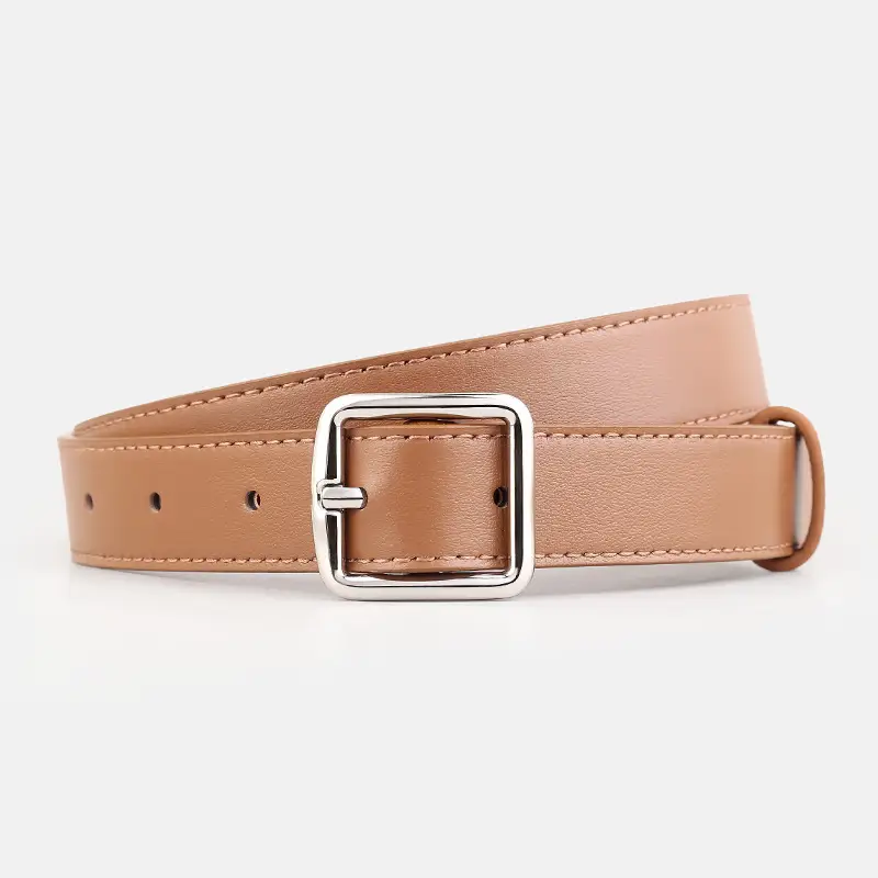 Women's First Layer Cowhide Belt with Square Pin Buckle - Image 2