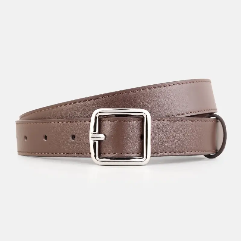 Women's First Layer Cowhide Belt with Square Pin Buckle - Image 3