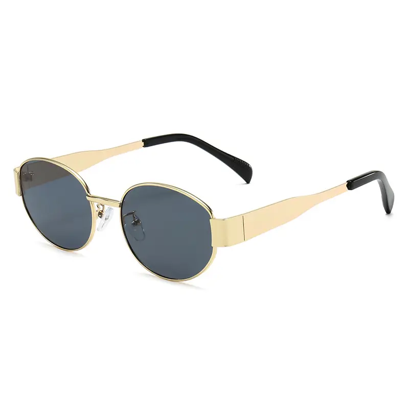 2024 Gold Metal Oval Sunglasses for Men Women - Image 10