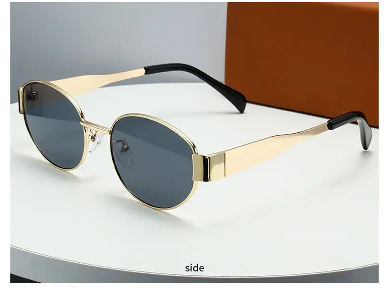 2024 Gold Metal Oval Sunglasses for Men Women — feature 11