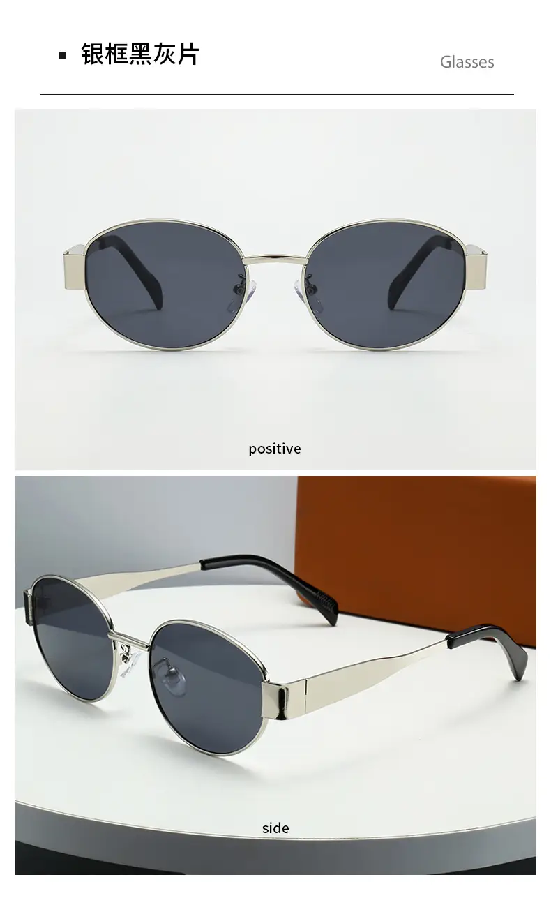 2024 Gold Metal Oval Sunglasses for Men Women — feature 13