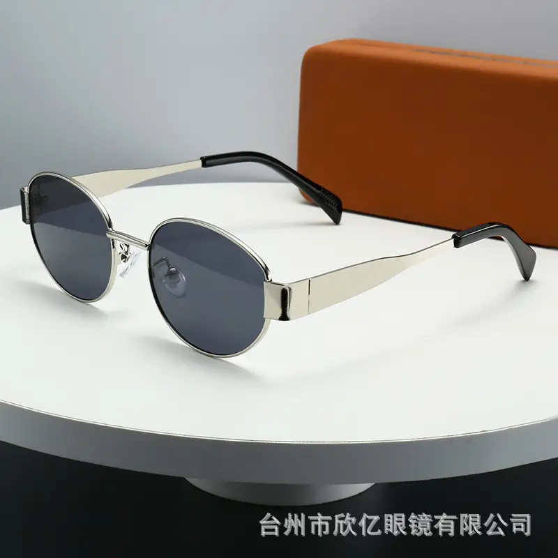 2024 Gold Metal Oval Sunglasses for Men Women - Image 3