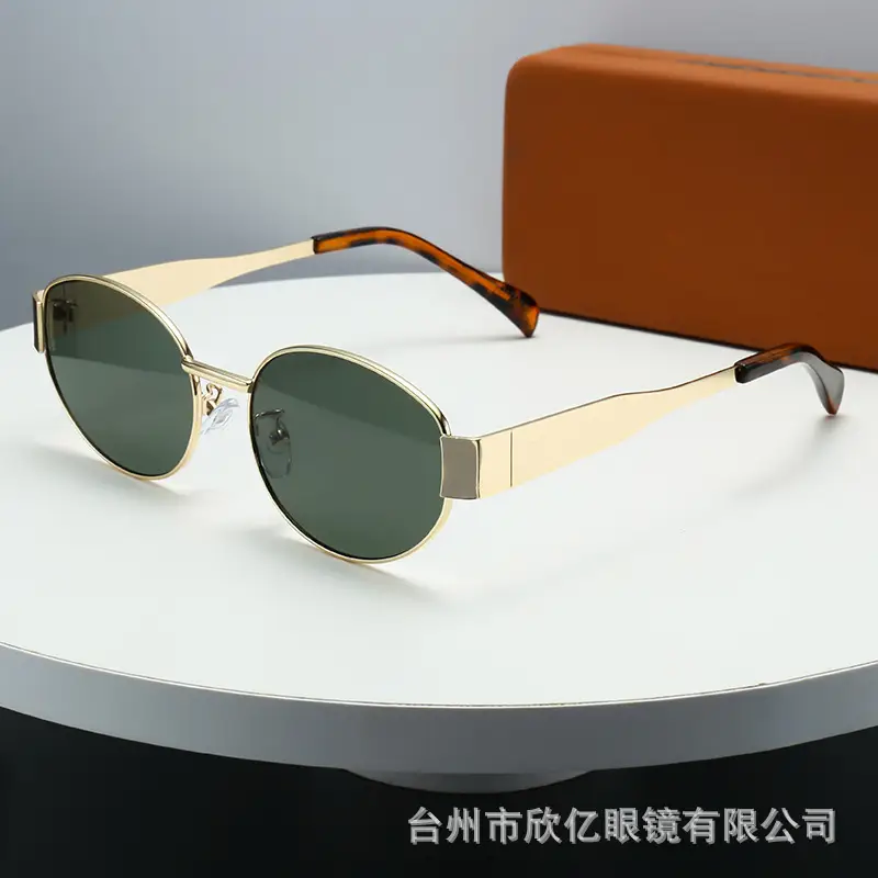 2024 Gold Metal Oval Sunglasses for Men Women - Image 4