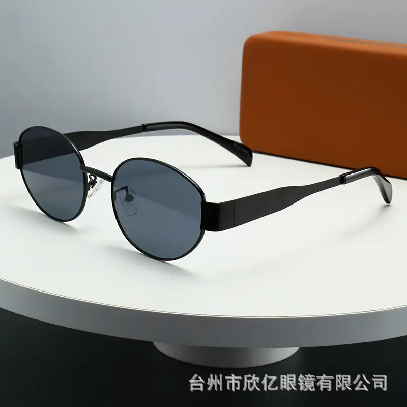2024 Gold Metal Oval Sunglasses for Men Women - Image 5