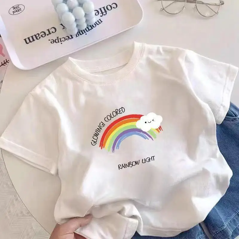 100% Cotton Kids T-Shirt White 2025 New Small Medium - Image 14