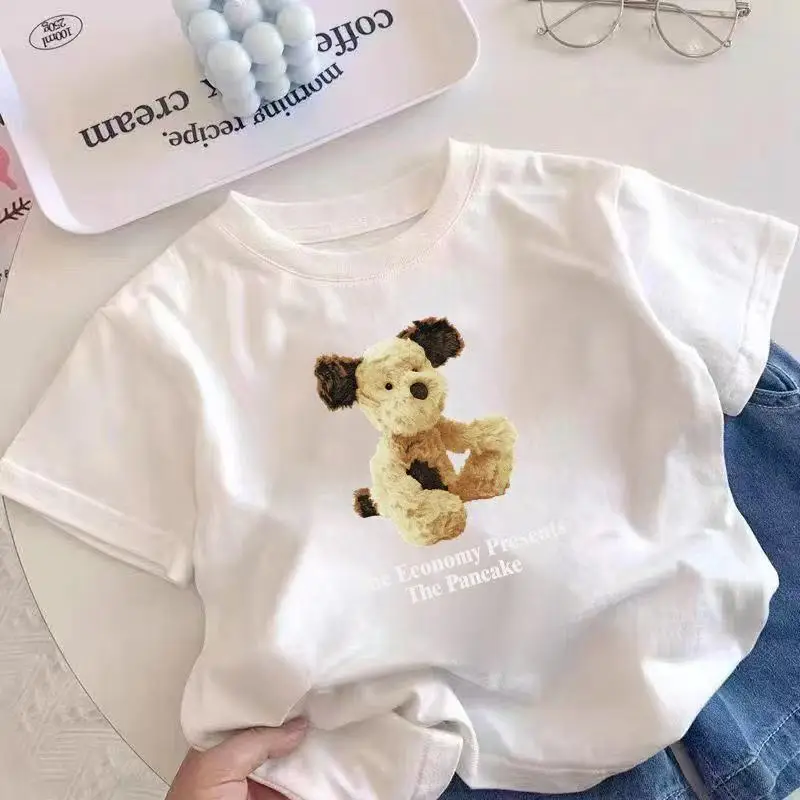 100% Cotton Kids T-Shirt White 2025 New Small Medium - Image 5