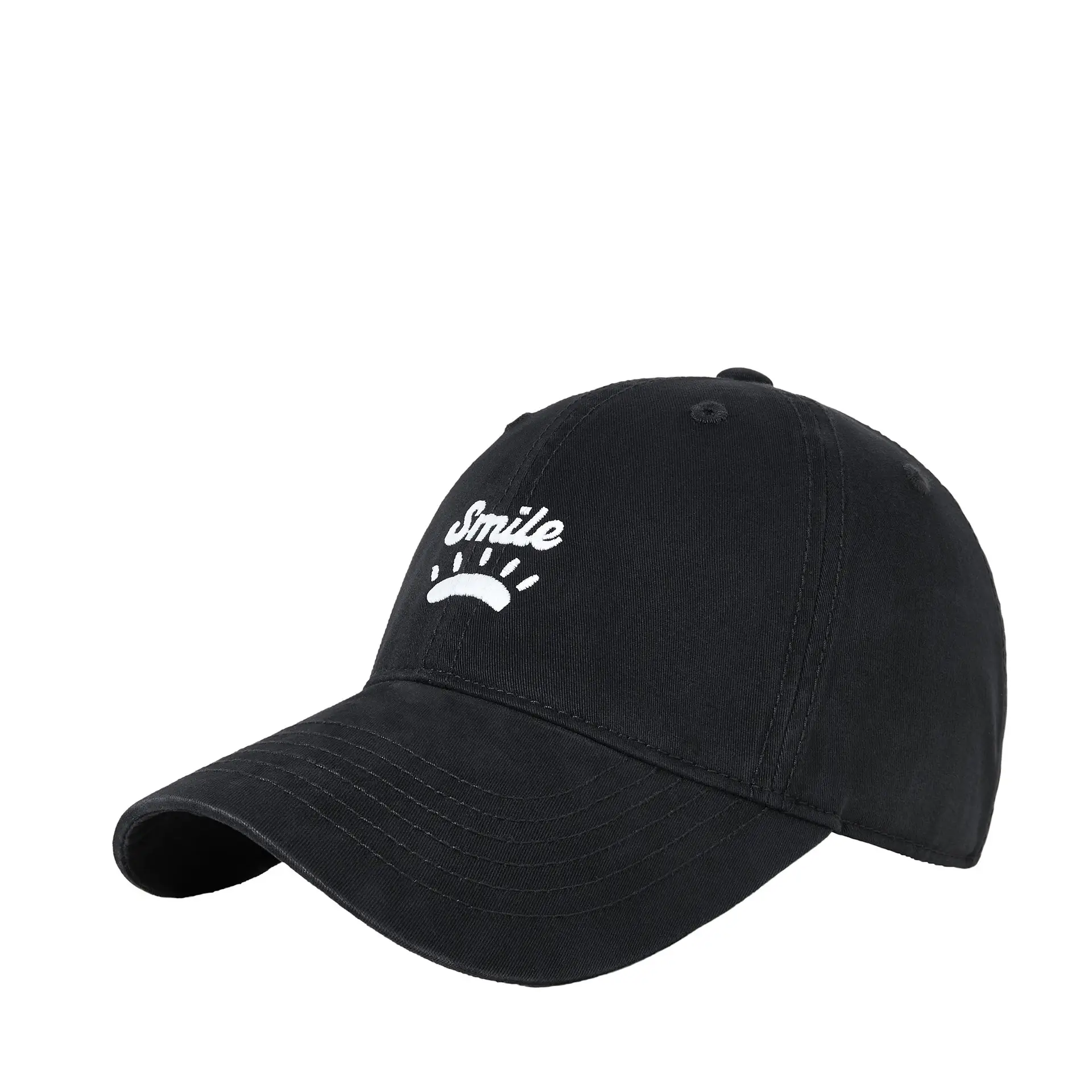 Women's Korean Style Sun Hat with "Smile" Embroidery