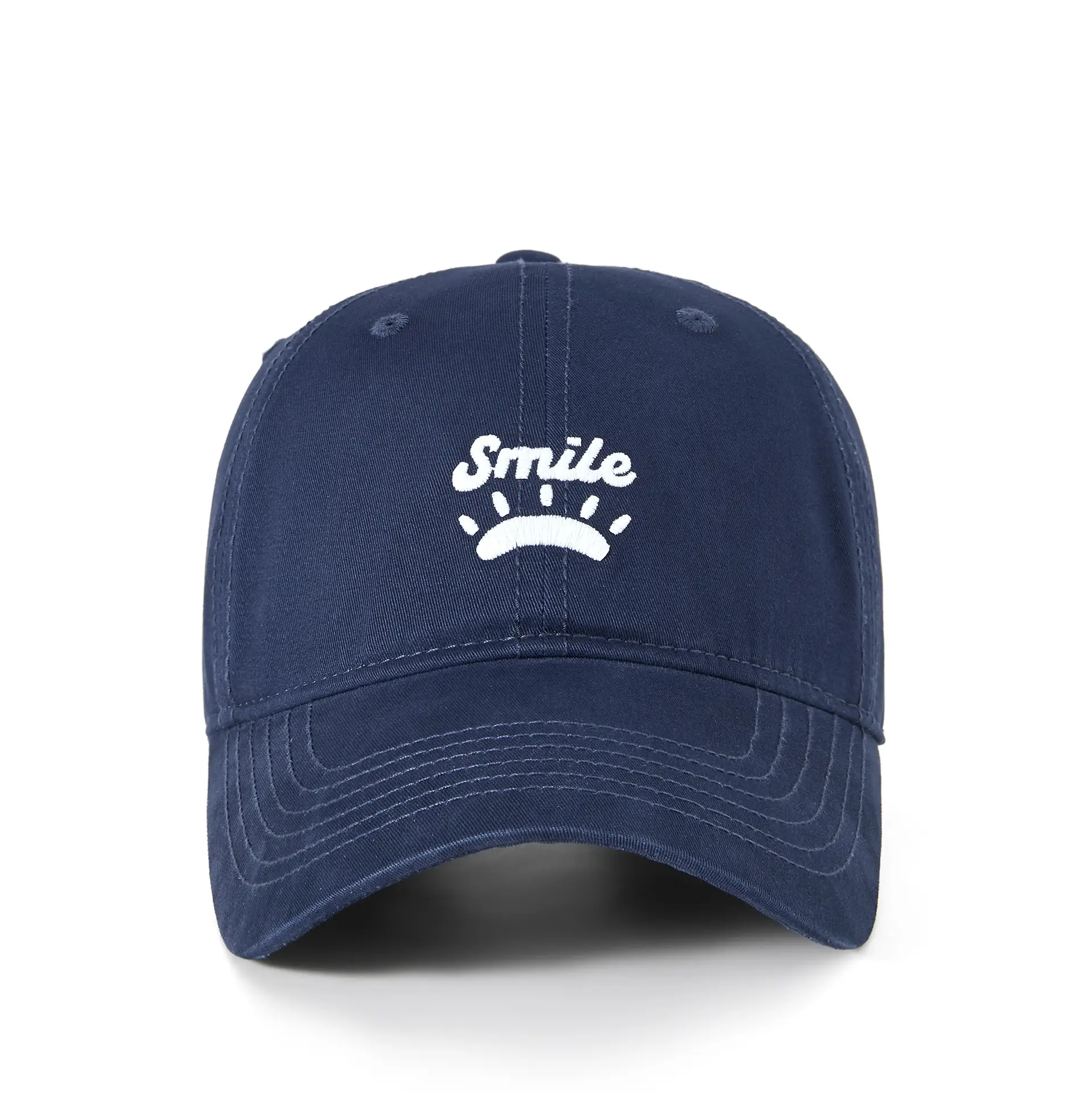 Women's Korean Style Sun Hat with "Smile" Embroidery