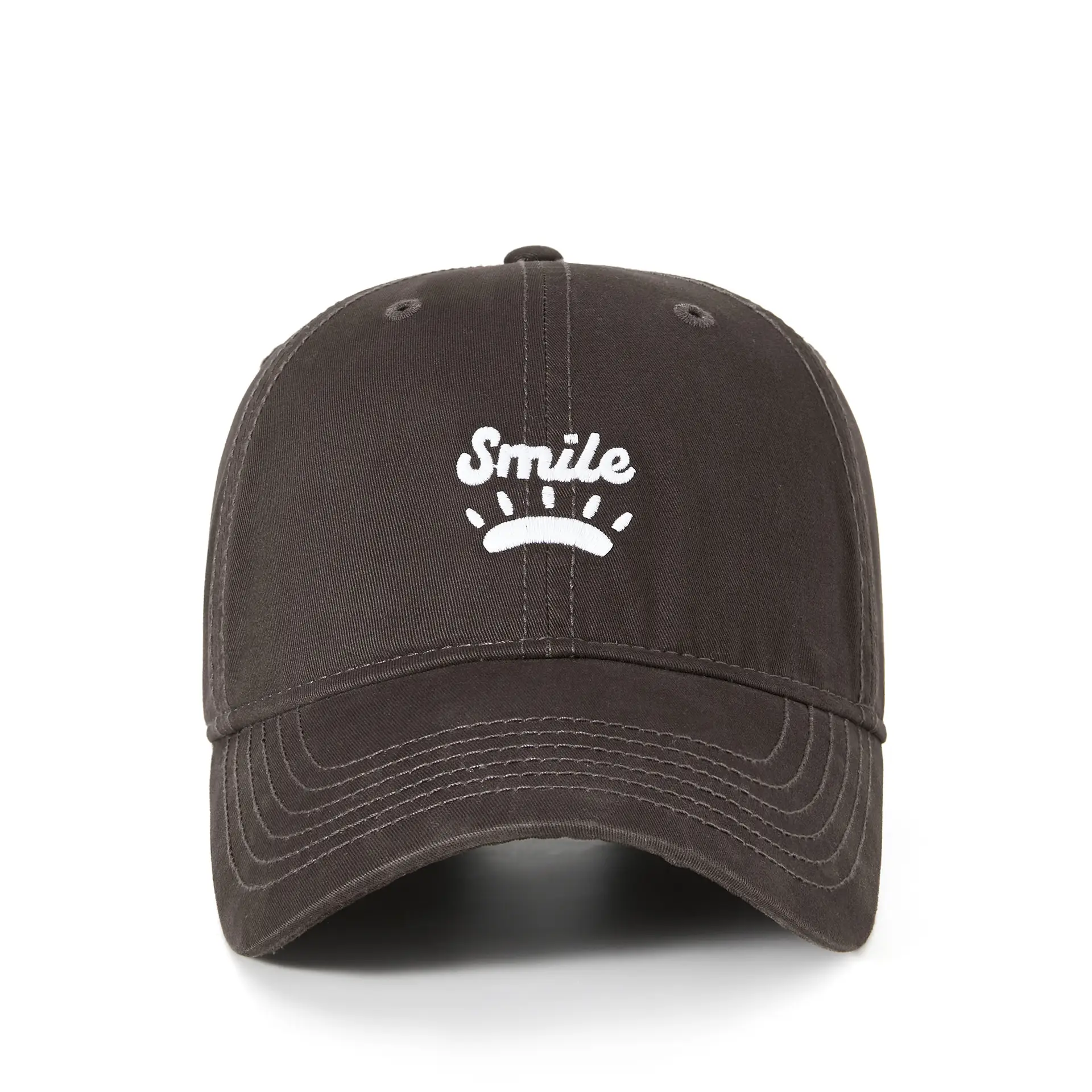 Women's Korean Style Sun Hat with "Smile" Embroidery