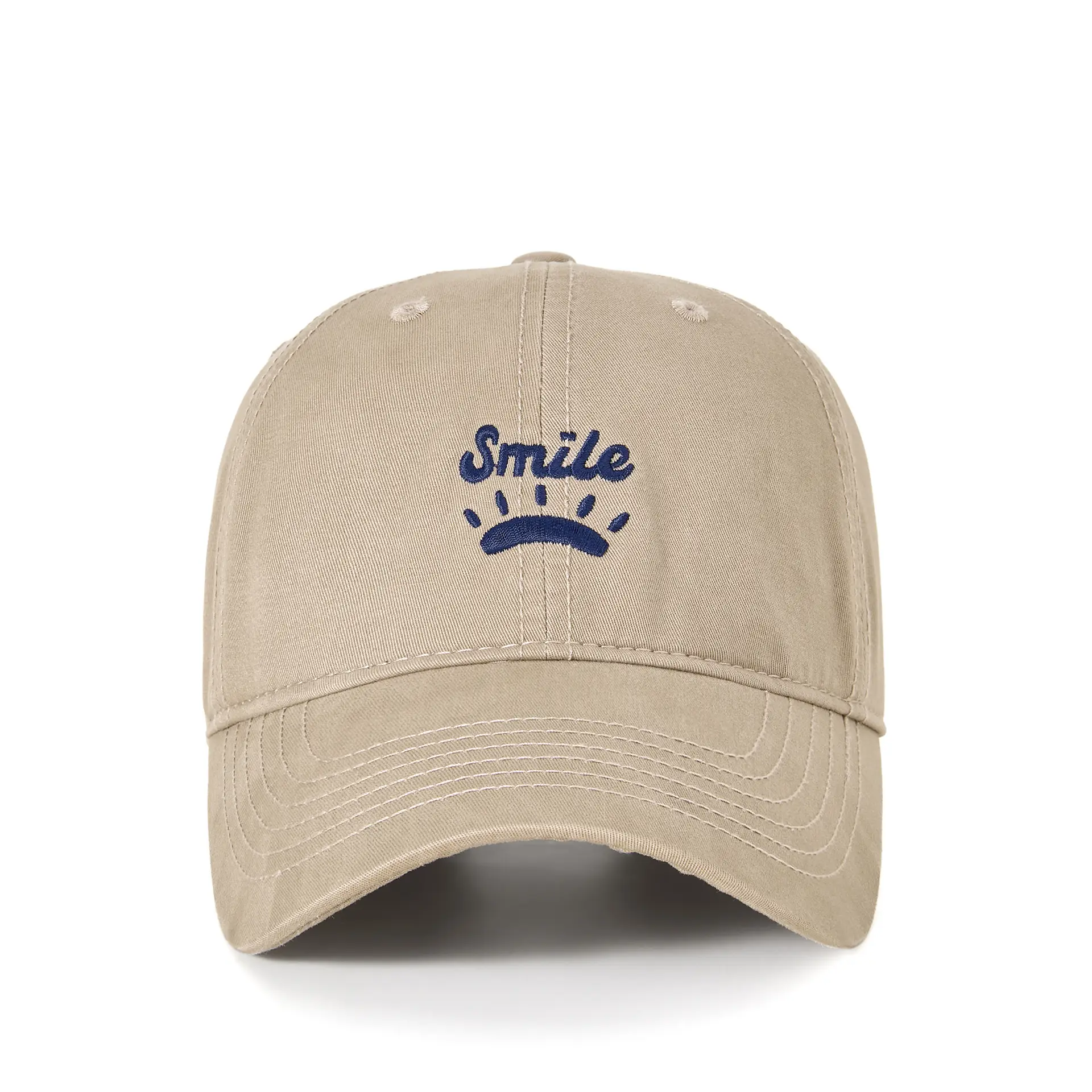 Women's Korean Style Sun Hat with "Smile" Embroidery