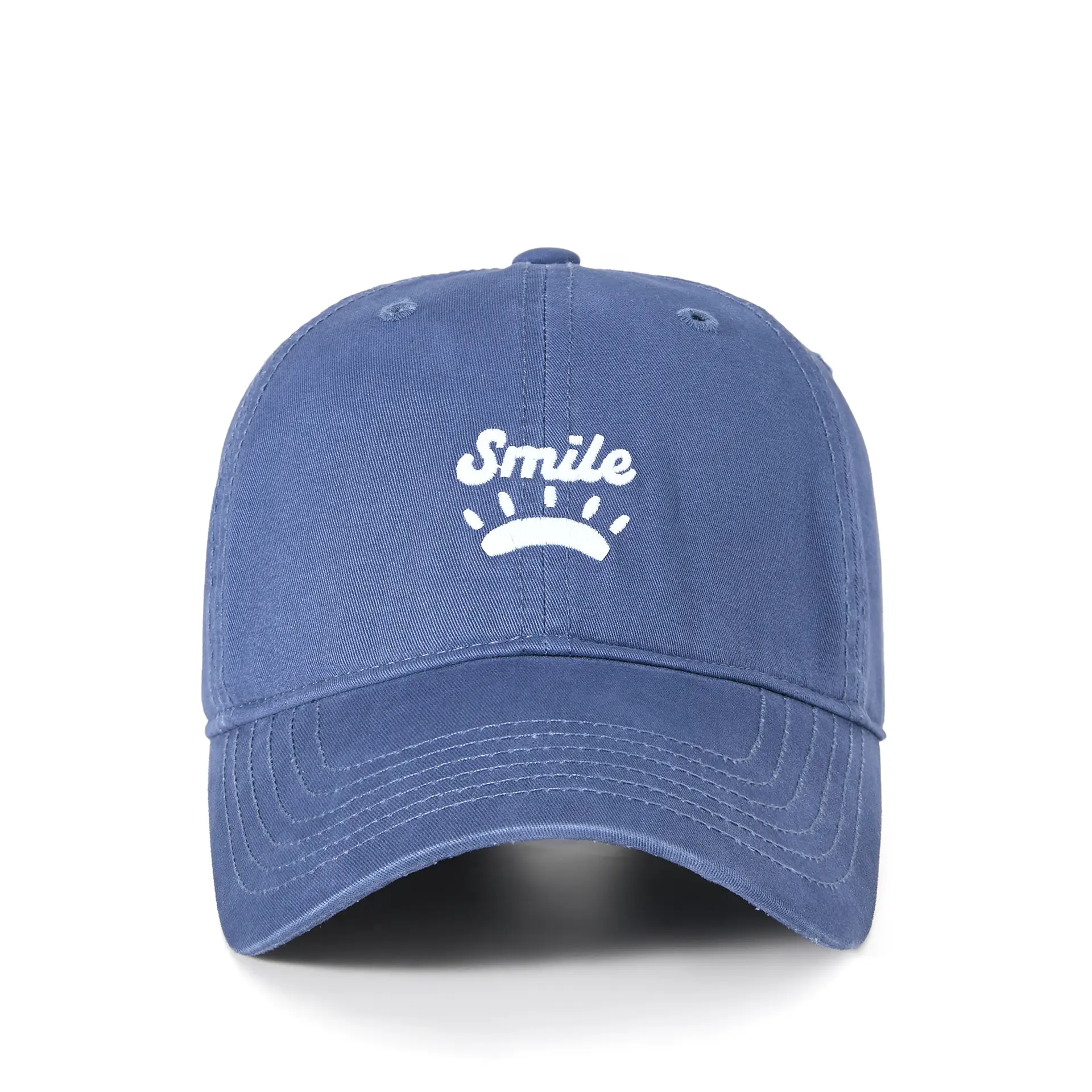 Women's Korean Style Sun Hat with "Smile" Embroidery