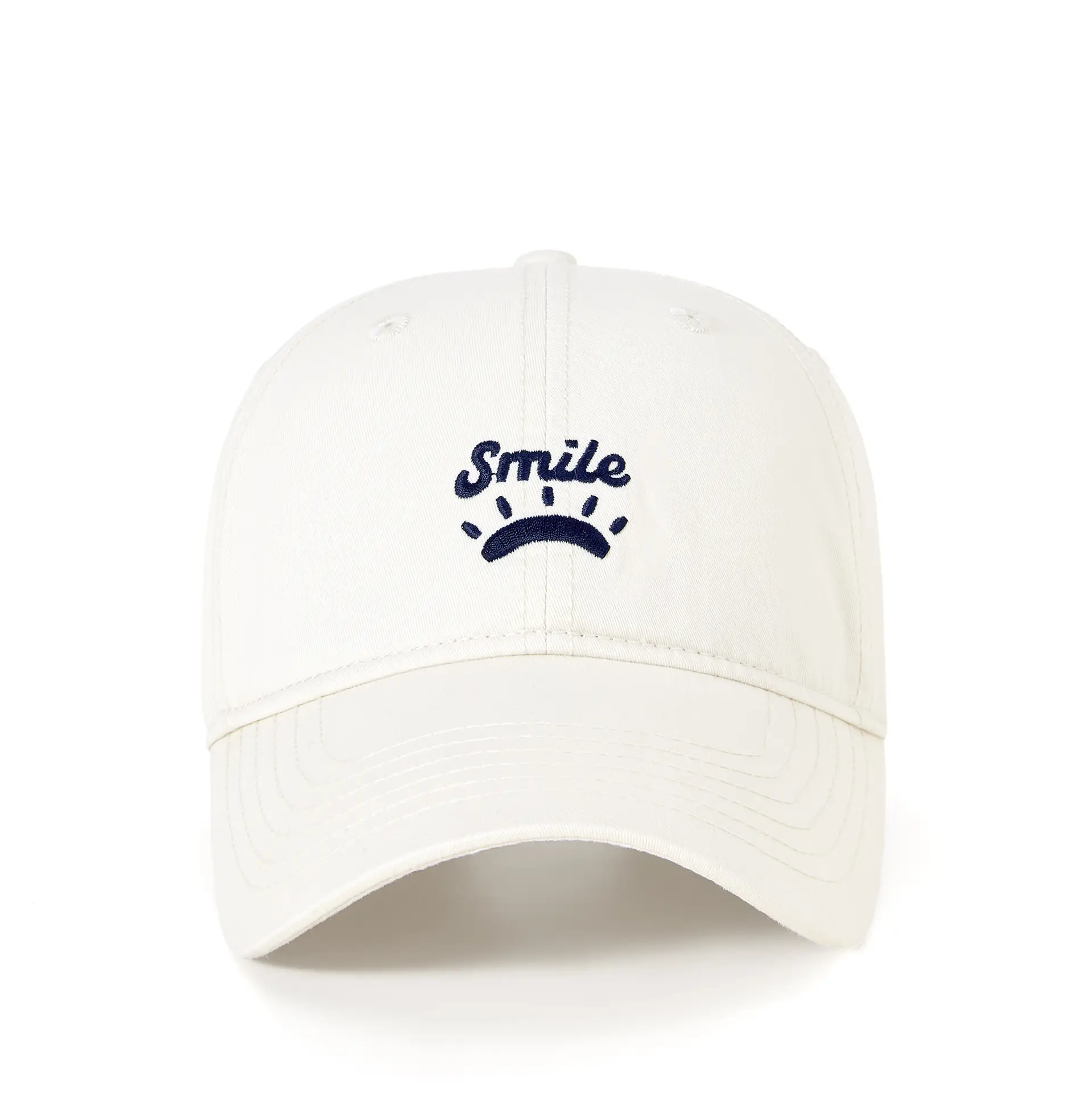 Women's Korean Style Sun Hat with "Smile" Embroidery