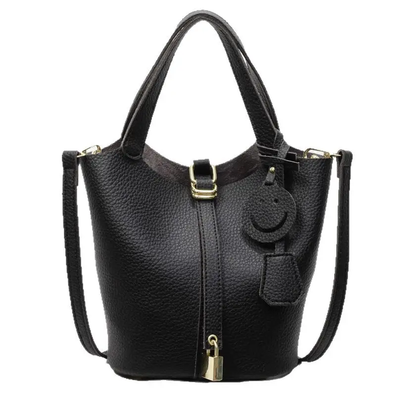 Women's Yellow Litchi Pattern Bucket Bag 2025 - Image 11