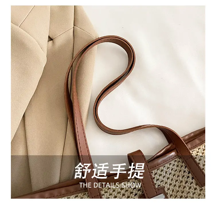 Straw Woven Shoulder Bag with Metal Hook — feature 9