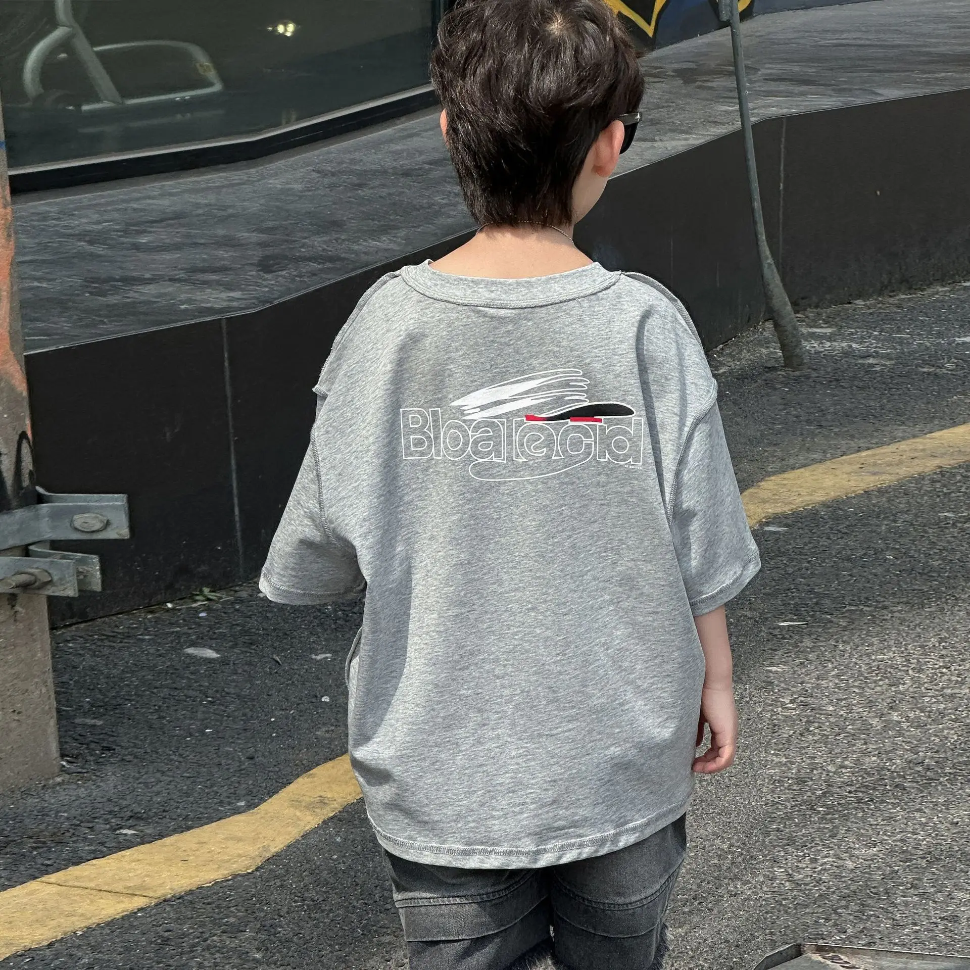 Boys Grey Printed T-Shirt 2025 Summer Casual Wear — feature 10