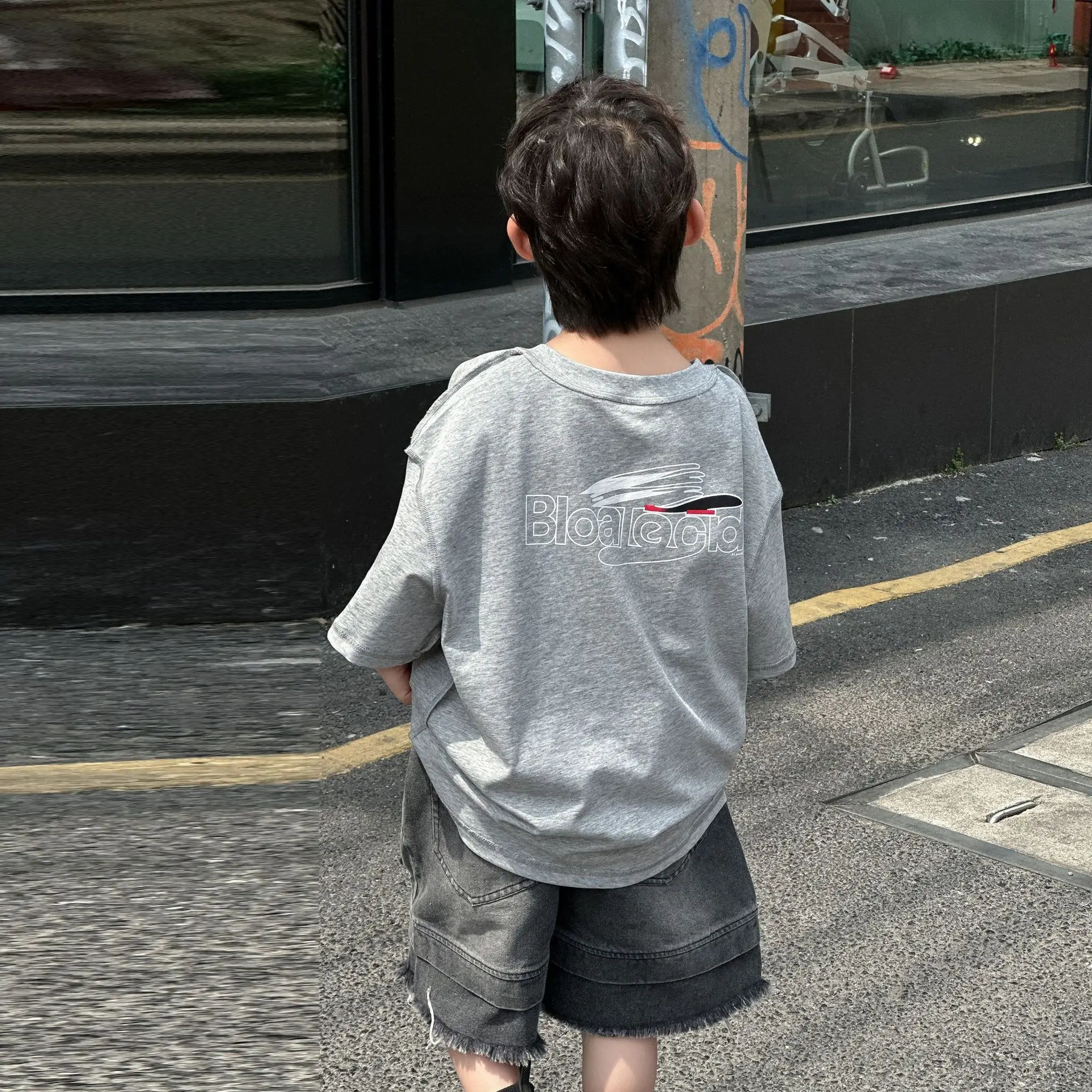 Boys Grey Printed T-Shirt 2025 Summer Casual Wear — feature 11